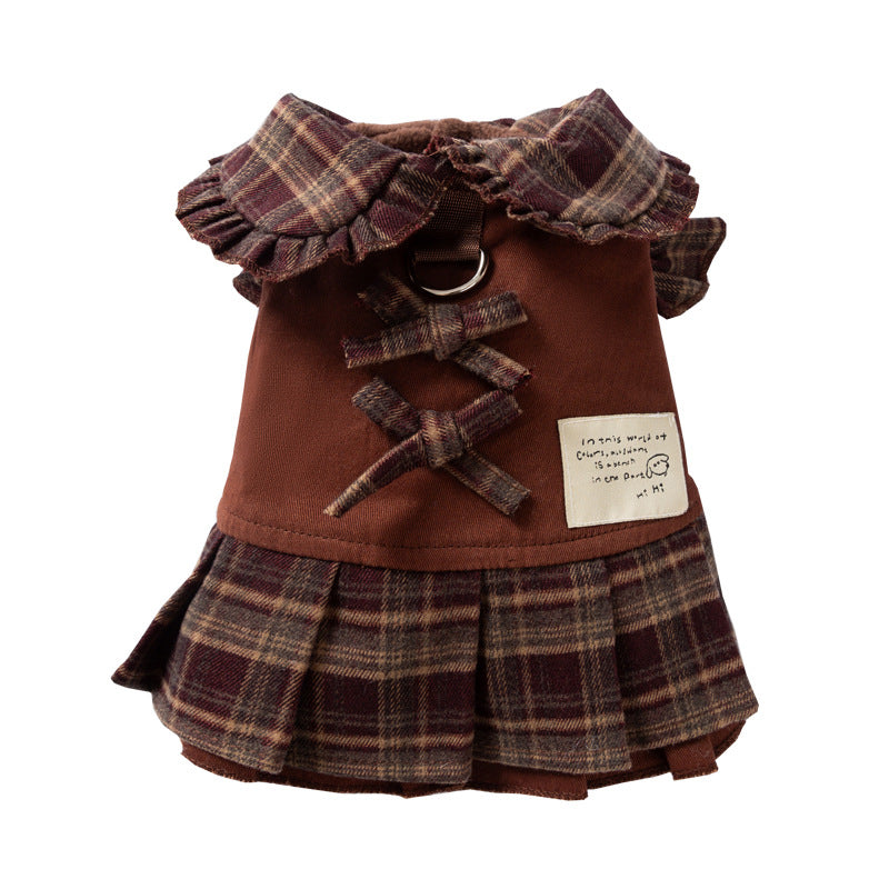 Cozy Pet Sweater Dress - Fleece-Lined Dog Skirt And Cat Winter Clothes With Ruffle Trim