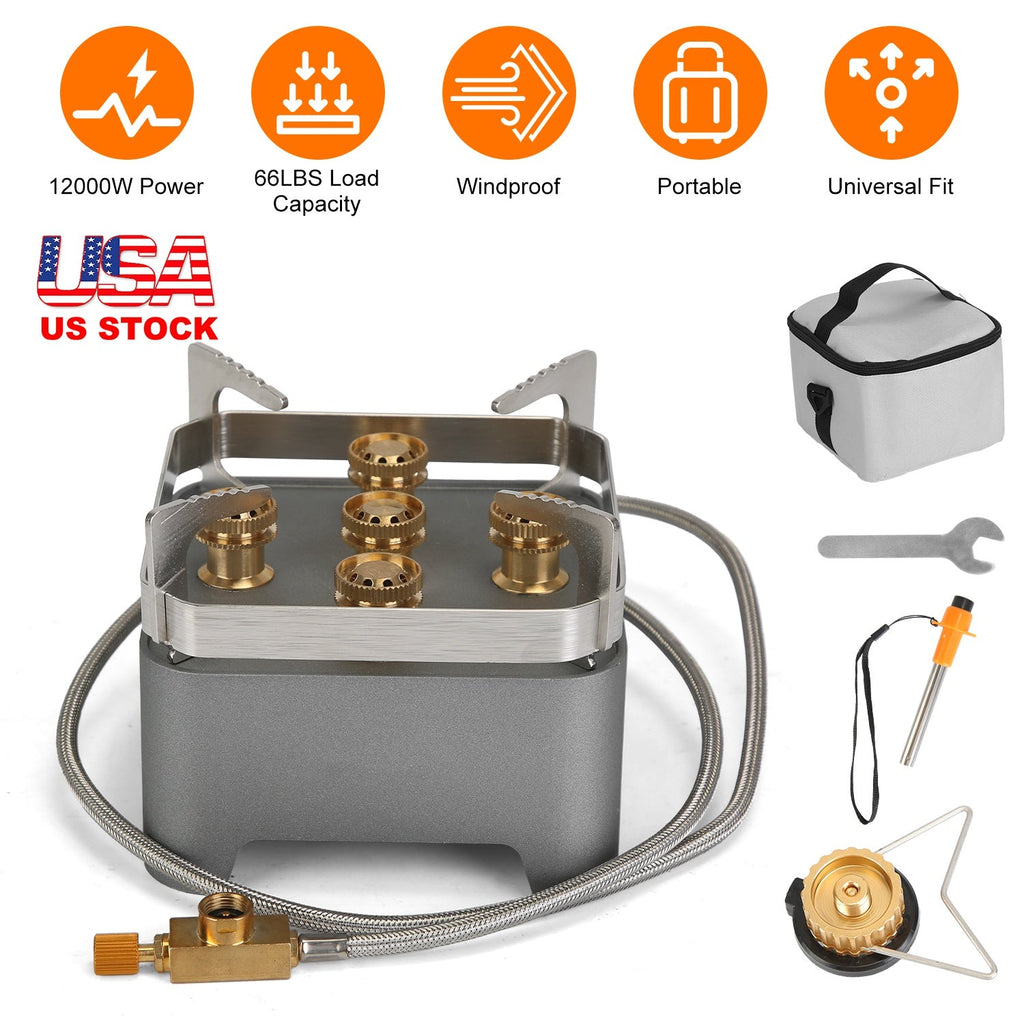12000W Portable Camping Stove Windproof Backpacking Burner with Carrying Case Igniter.