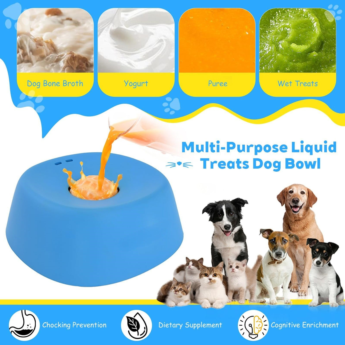 Pet Slow Feeder Non-Slip Spherical Dog Licking Bow For Liquid Treats Bone Broth Yogurt