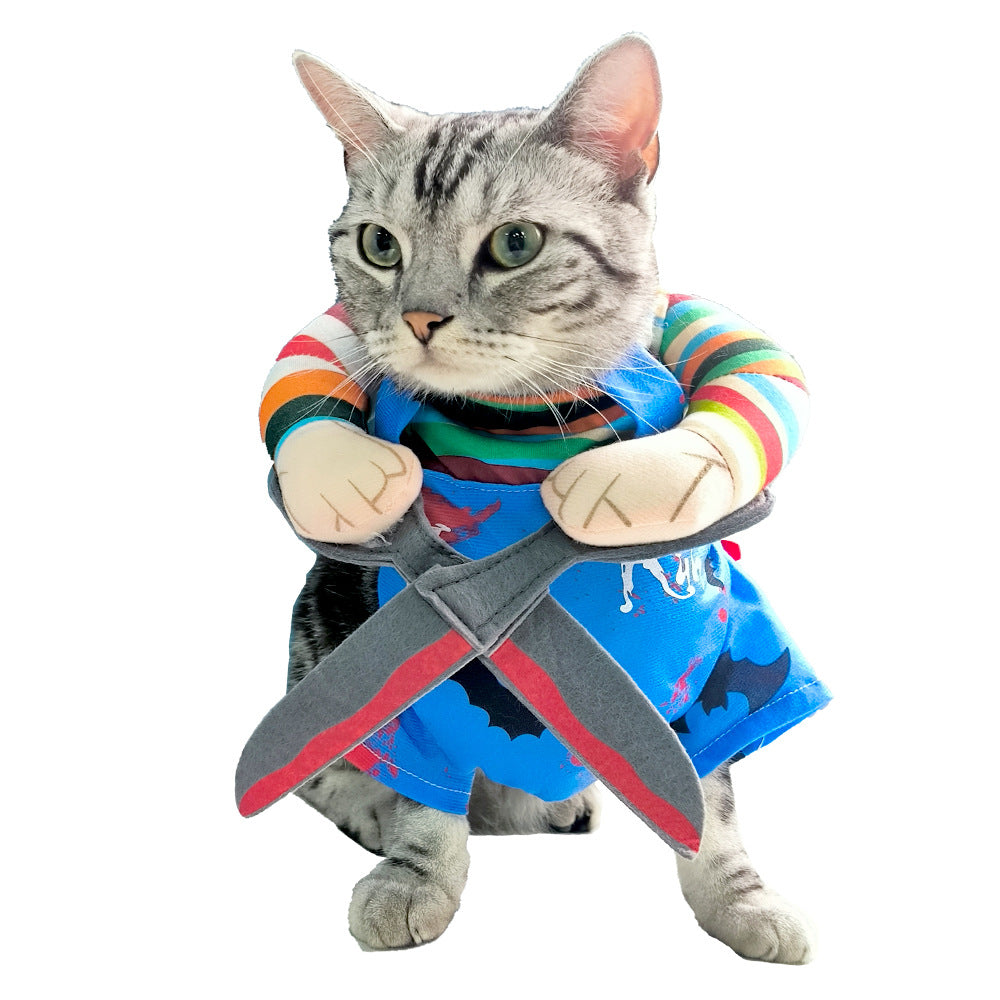 Halloween Costume Cat Funny Outfit Wi/ Adjustable Straps Scissor-Shaped Suit For Dogs