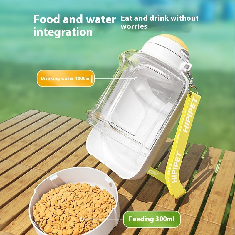 2 In 1 Dog Large Capacity Pets Out Drinking Pot Cat Water Dispenser Portable Water And Food Integrated Bowl