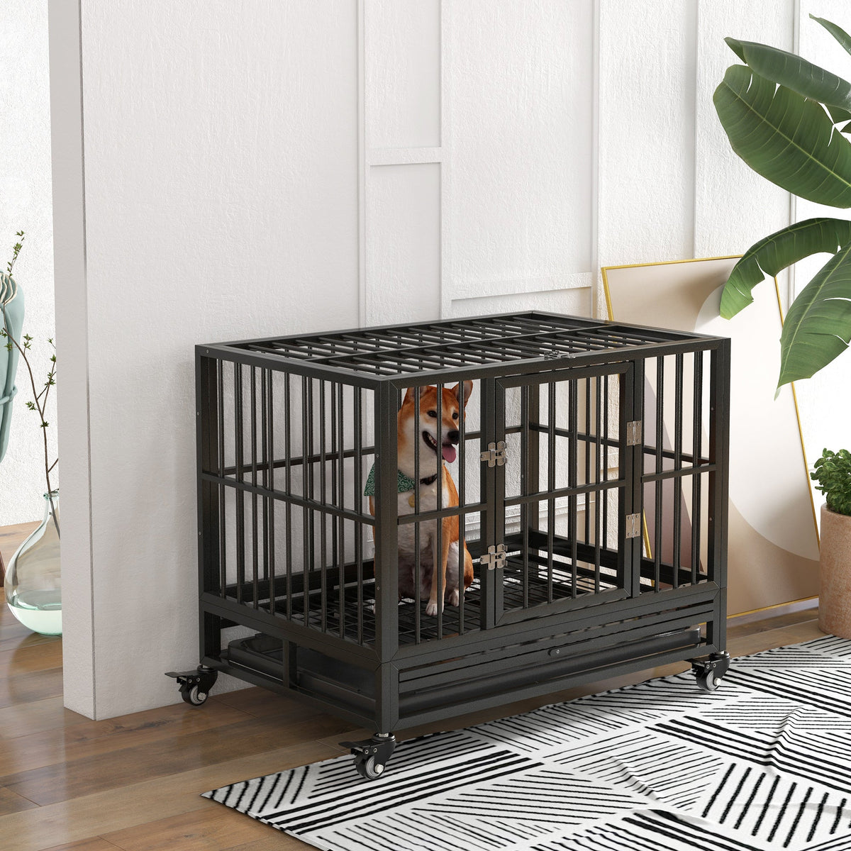 PawHut 36" Heavy Duty Dog Crate Metal Cage Kennel