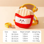 Cartoon Hamburger Chips Design Vest Leash For Cats And Dogs W/ Backpack Escape Proof