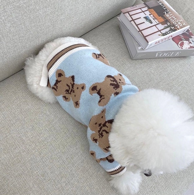 Dog Cat Sweater Preppy Style V-neck Striped Vest  Winter Warm Clothes Apparel Dogs Cats