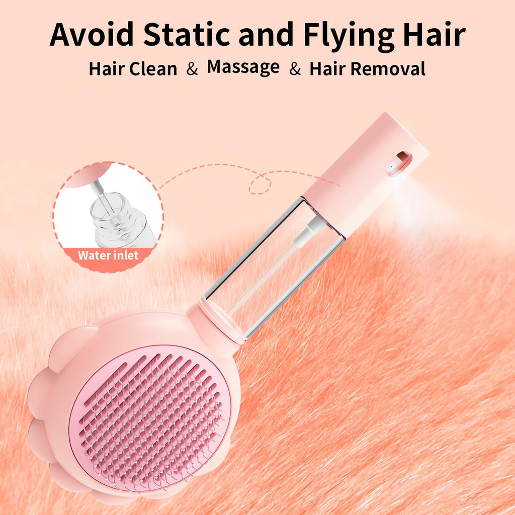 Cat Brush Self Cleaning Spray Cat Brushes For Indoor Cats Removes Loose and Tangled Hair