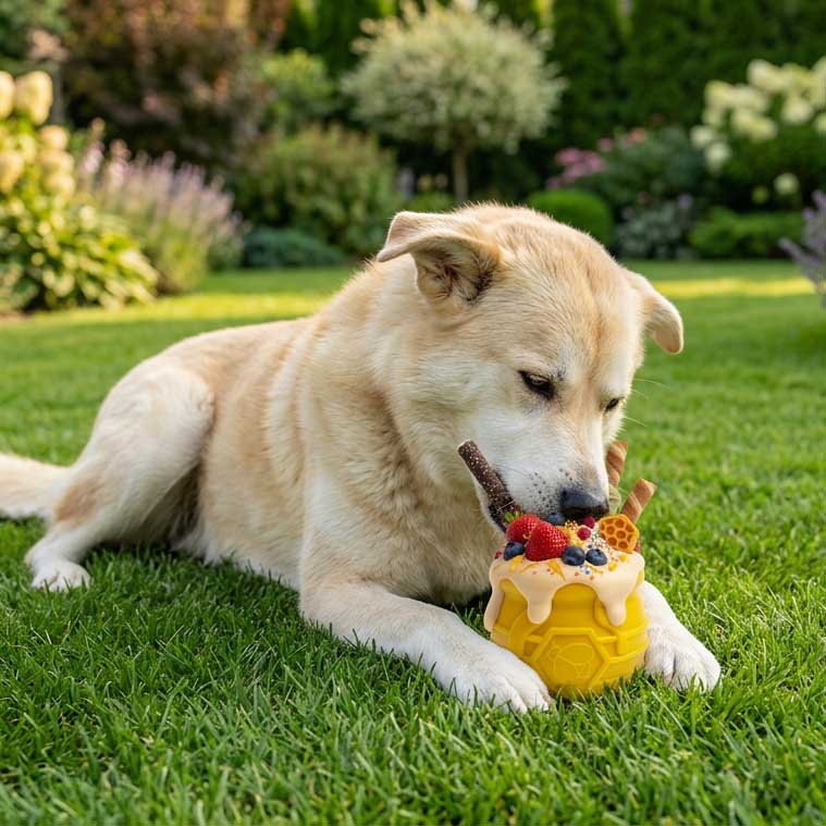 Honey Pot Dog eCup Treat Dispenser | Durable PUP-X Rubber Enrichment Toy