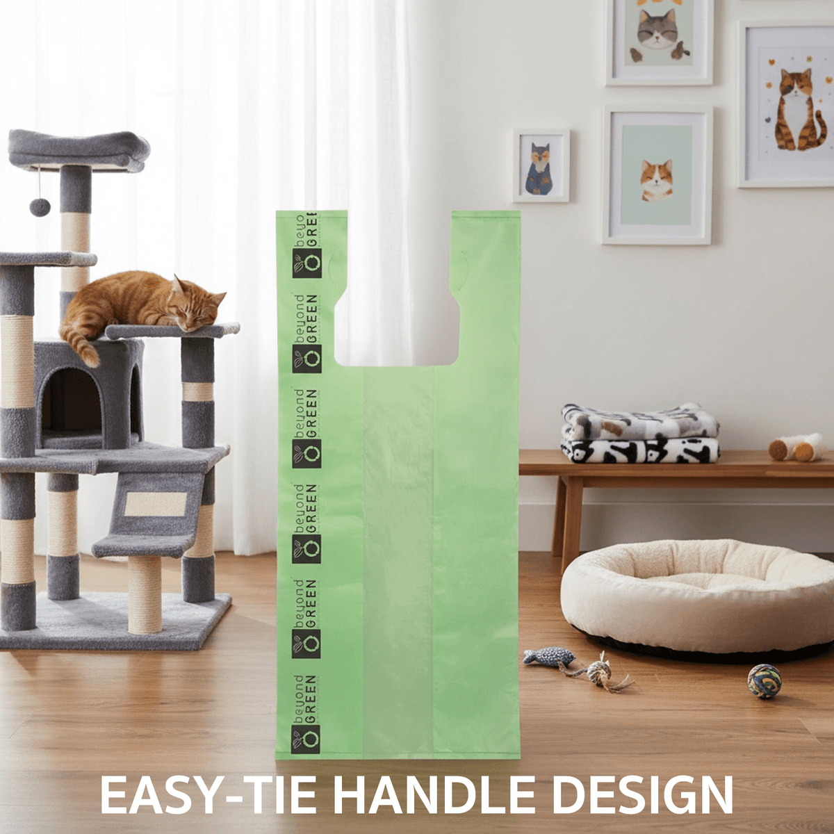 Large Cat Litter Bags – 10" x 20" with 7" Gusset & Handles Heavy-Duty Made in USA