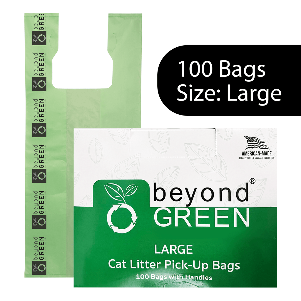 Large Cat Litter Bags – 10" x 20" with 7" Gusset & Handles Heavy-Duty Made in USA