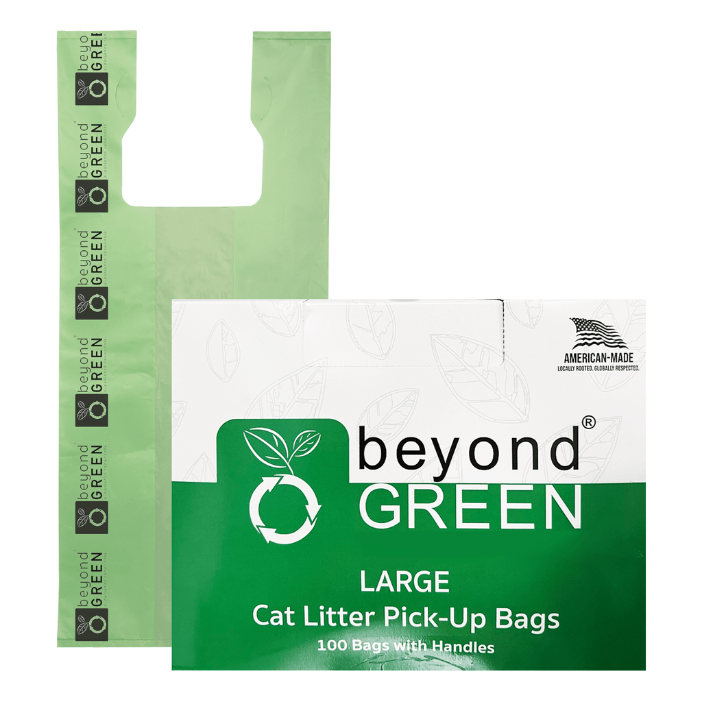 Large Cat Litter Bags – 10" x 20" with 7" Gusset & Handles Heavy-Duty Made in USA