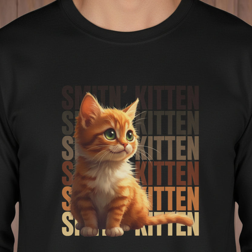 Sittin' Kitten Long Sleeve Tee for Cat Lovers