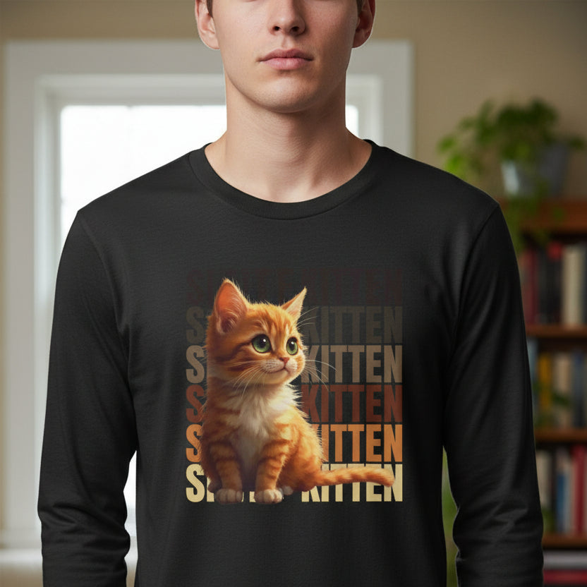 Sittin' Kitten Long Sleeve Tee for Cat Lovers