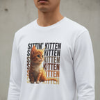 Sittin' Kitten Long Sleeve Tee for Cat Lovers