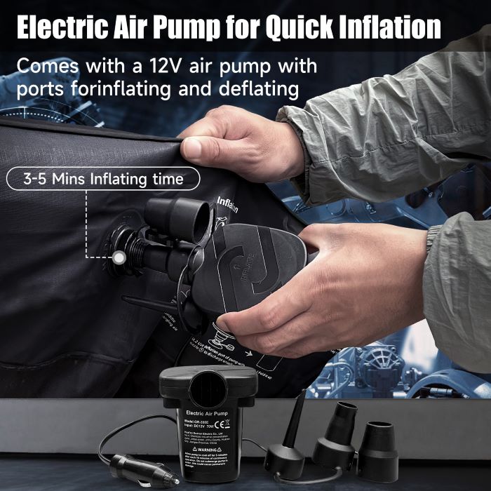 SUV Air Mattress Upgraded Flocking Extra Thick Surface w/ Electric Pump,3M Charging Cable