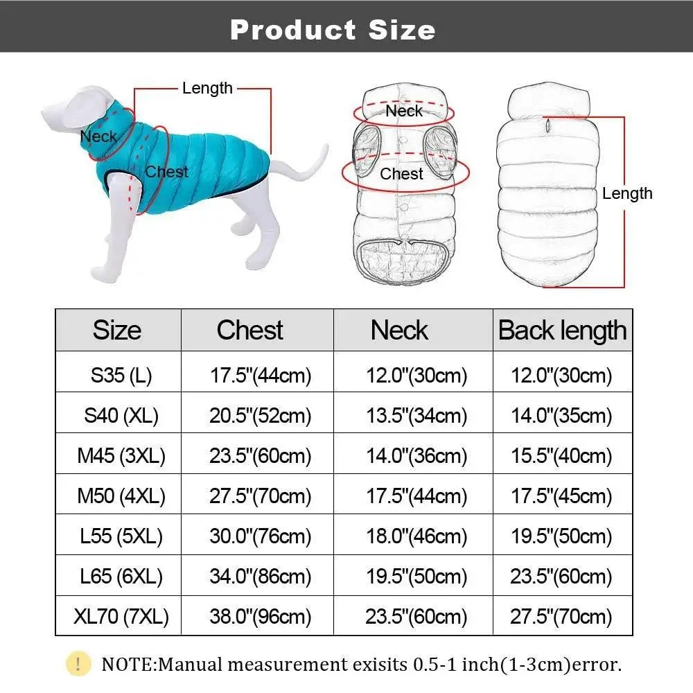 Warm Winter Dog Clothes Reversible Coat 3 Layer Thick Waterproof for Small Large Dogs